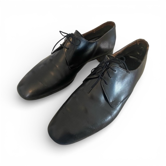 GP Italia Plain Toe Derby Shoes – Black Leather – Made in Italy SZ 8.5